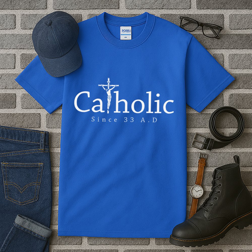 Catholic Since 33 AD Crucifix Jesus Eucharist Christianity Tall T-Shirt