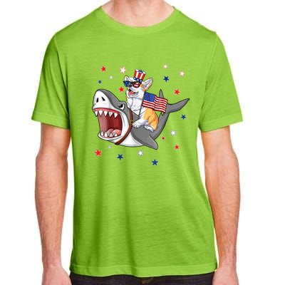 Corgi Shark 4th Of July Dog Mom Dad Puppy Lover Adult ChromaSoft Performance T-Shirt