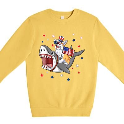 Corgi Shark 4th Of July Dog Mom Dad Puppy Lover Premium Crewneck Sweatshirt