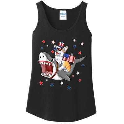 Corgi Shark 4th Of July Dog Mom Dad Puppy Lover Ladies Essential Tank