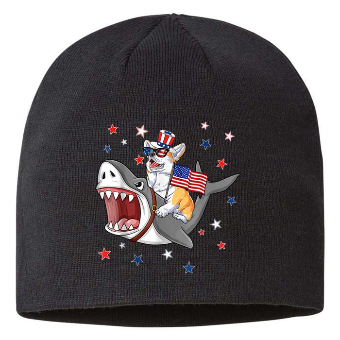 Corgi Shark 4th Of July Dog Mom Dad Puppy Lover Sustainable Beanie