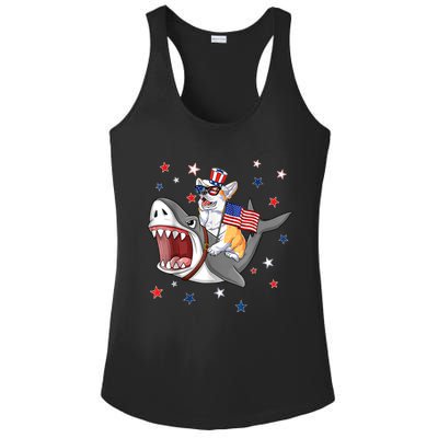 Corgi Shark 4th Of July Dog Mom Dad Puppy Lover Ladies PosiCharge Competitor Racerback Tank