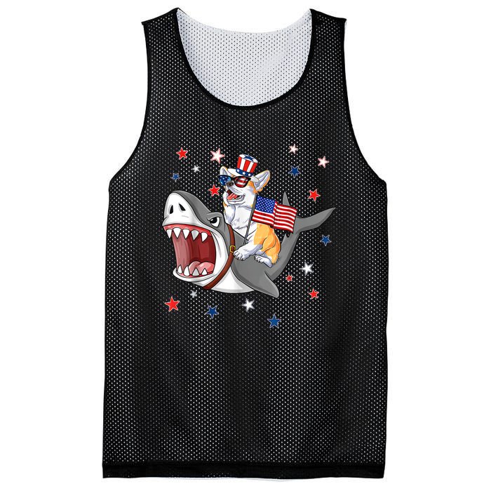 Corgi Shark 4th Of July Dog Mom Dad Puppy Lover Mesh Reversible Basketball Jersey Tank