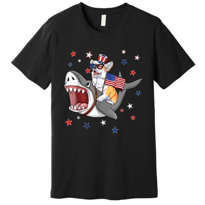 Corgi Shark 4th Of July Dog Mom Dad Puppy Lover Premium T-Shirt