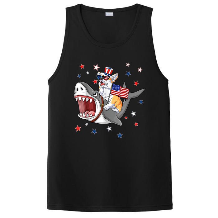 Corgi Shark 4th Of July Dog Mom Dad Puppy Lover PosiCharge Competitor Tank