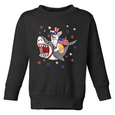 Corgi Shark 4th Of July Dog Mom Dad Puppy Lover Toddler Sweatshirt