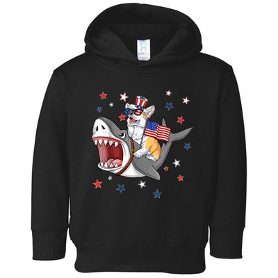 Corgi Shark 4th Of July Dog Mom Dad Puppy Lover Toddler Hoodie