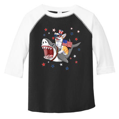 Corgi Shark 4th Of July Dog Mom Dad Puppy Lover Toddler Fine Jersey T-Shirt