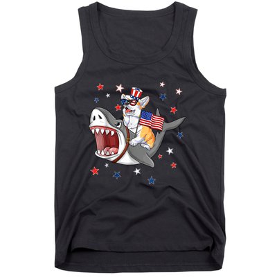 Corgi Shark 4th Of July Dog Mom Dad Puppy Lover Tank Top