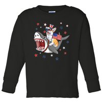 Corgi Shark 4th Of July Dog Mom Dad Puppy Lover Toddler Long Sleeve Shirt