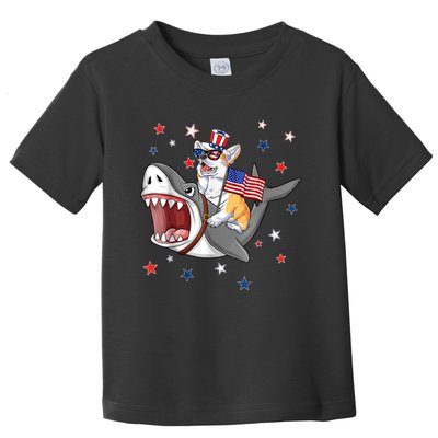 Corgi Shark 4th Of July Dog Mom Dad Puppy Lover Toddler T-Shirt