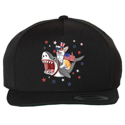 Corgi Shark 4th Of July Dog Mom Dad Puppy Lover Wool Snapback Cap