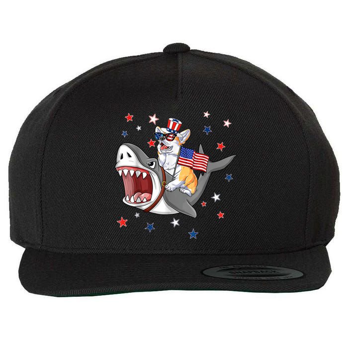 Corgi Shark 4th Of July Dog Mom Dad Puppy Lover Wool Snapback Cap