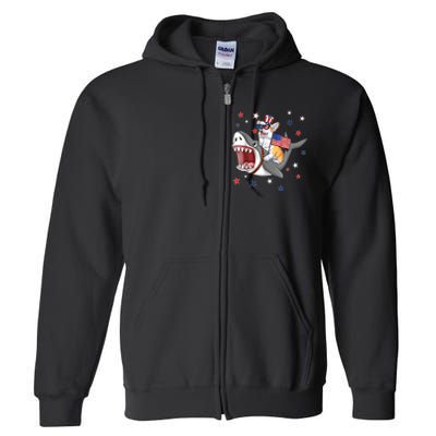 Corgi Shark 4th Of July Dog Mom Dad Puppy Lover Full Zip Hoodie