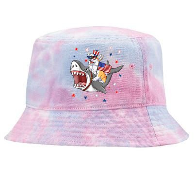 Corgi Shark 4th Of July Dog Mom Dad Puppy Lover Tie-Dyed Bucket Hat