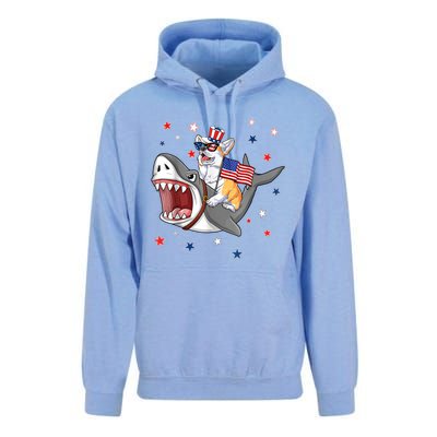 Corgi Shark 4th Of July Dog Mom Dad Puppy Lover Unisex Surf Hoodie