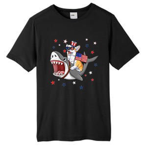 Corgi Shark 4th Of July Dog Mom Dad Puppy Lover Tall Fusion ChromaSoft Performance T-Shirt