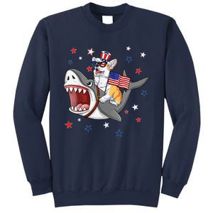 Corgi Shark 4th Of July Dog Mom Dad Puppy Lover Sweatshirt