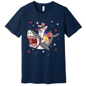 Corgi Shark 4th Of July Dog Mom Dad Puppy Lover Premium T-Shirt