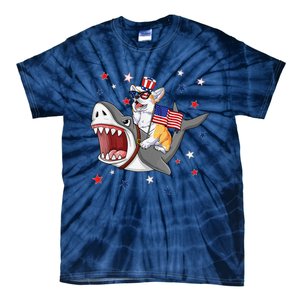 Corgi Shark 4th Of July Dog Mom Dad Puppy Lover Tie-Dye T-Shirt