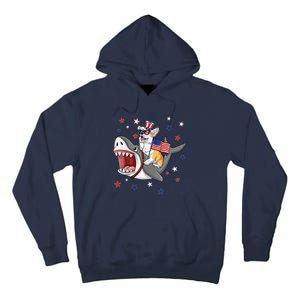 Corgi Shark 4th Of July Dog Mom Dad Puppy Lover Tall Hoodie