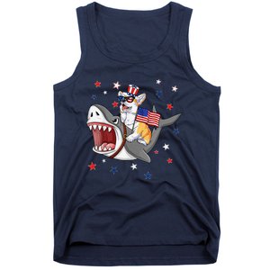 Corgi Shark 4th Of July Dog Mom Dad Puppy Lover Tank Top