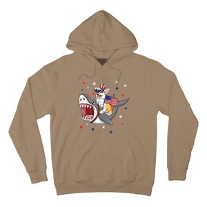 Corgi Shark 4th Of July Dog Mom Dad Puppy Lover Hoodie