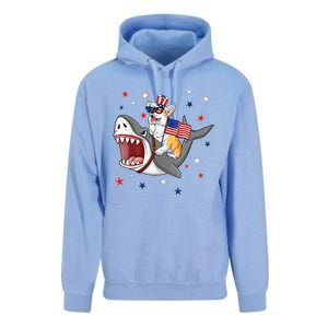 Corgi Shark 4th Of July Dog Mom Dad Puppy Lover Unisex Surf Hoodie