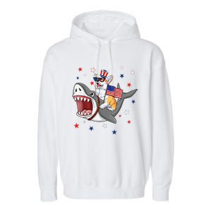 Corgi Shark 4th Of July Dog Mom Dad Puppy Lover Garment-Dyed Fleece Hoodie