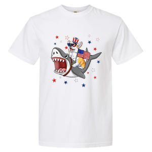 Corgi Shark 4th Of July Dog Mom Dad Puppy Lover Garment-Dyed Heavyweight T-Shirt