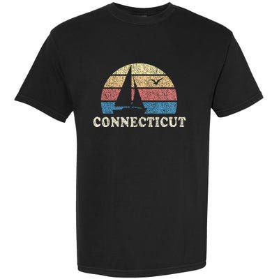 Connecticut Sailboat 70s Throwback Sunset Garment-Dyed Heavyweight T-Shirt