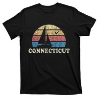 Connecticut Sailboat 70s Throwback Sunset T-Shirt