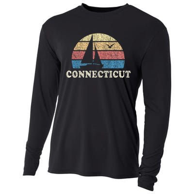 Connecticut Sailboat 70s Throwback Sunset Cooling Performance Long Sleeve Crew