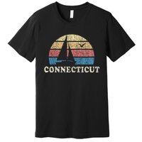 Connecticut Sailboat 70s Throwback Sunset Premium T-Shirt