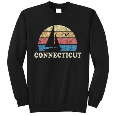 Connecticut Sailboat 70s Throwback Sunset Tall Sweatshirt