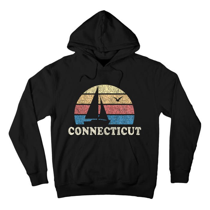 Connecticut Sailboat 70s Throwback Sunset Tall Hoodie