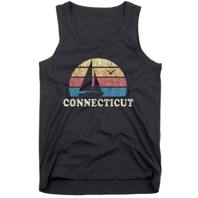 Connecticut Sailboat 70s Throwback Sunset Tank Top