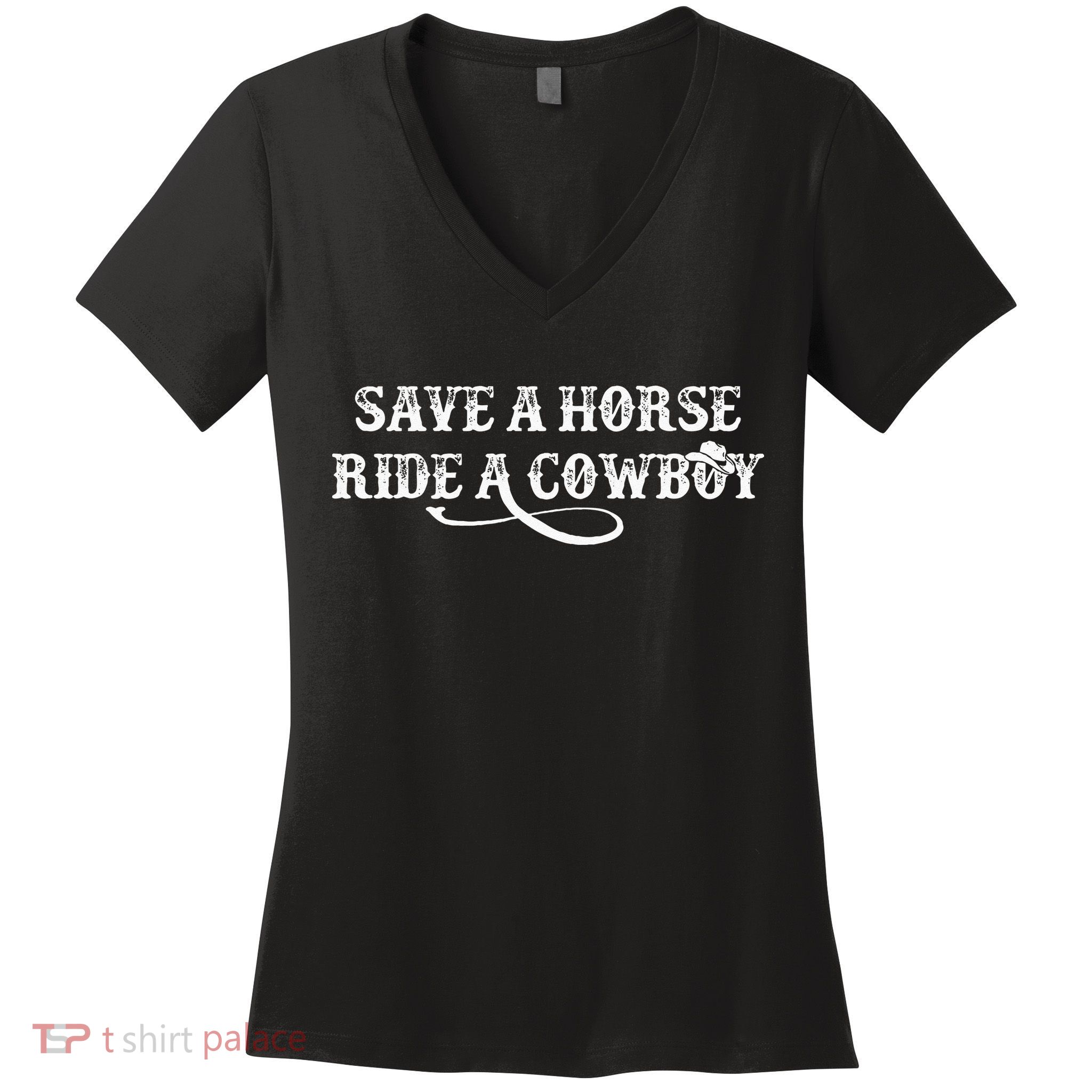 Cowgirl Save A Horse Ride A Cowboy Rodeo Western Country Women's V-Neck T-Shirt
