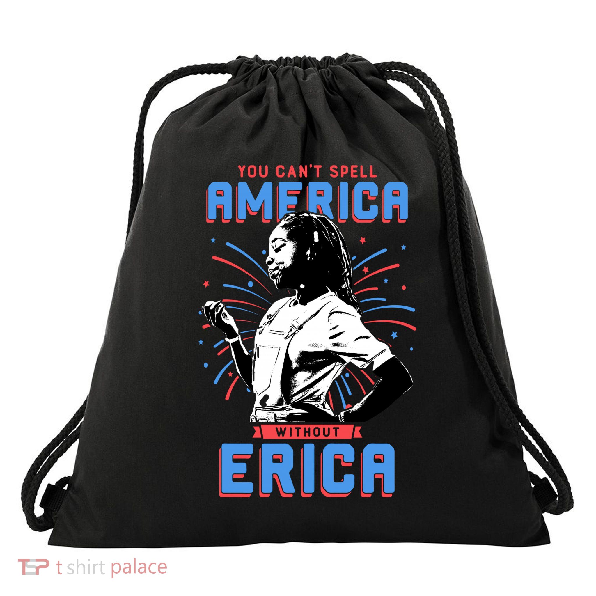 Can't Spell America Without Erica Retro Drawstring Bag