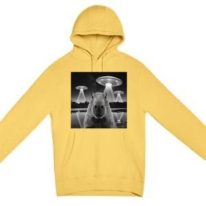 Capybara Selfie Alien Ufo Gifts Rodent Lover Premium Pullover Hoodie