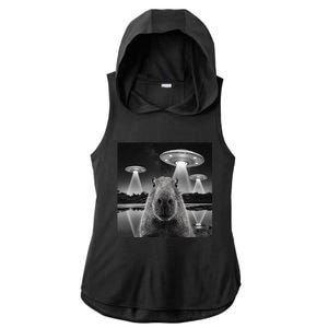 Capybara Selfie Alien Ufo Gifts Rodent Lover Ladies PosiCharge Tri-Blend Wicking Draft Hoodie Tank