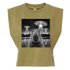 Capybara Selfie Alien Ufo Gifts Rodent Lover Garment-Dyed Women's Muscle Tee