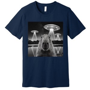 Capybara Selfie Alien Ufo Gifts Rodent Lover Premium T-Shirt