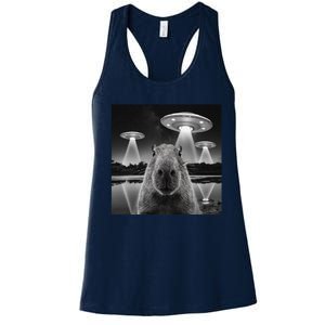 Capybara Selfie Alien Ufo Gifts Rodent Lover Women's Racerback Tank