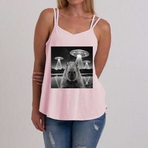 Capybara Selfie Alien Ufo Gifts Rodent Lover Women's Strappy Tank