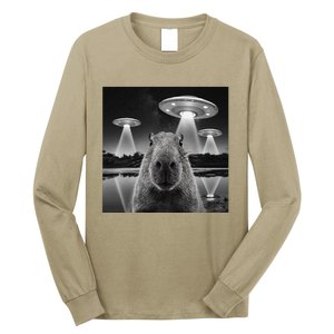 Capybara Selfie Alien Ufo Gifts Rodent Lover Long Sleeve Shirt