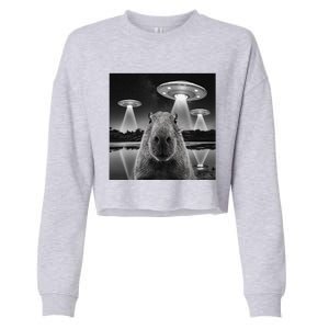 Capybara Selfie Alien Ufo Gifts Rodent Lover Cropped Pullover Crew