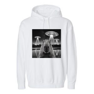 Capybara Selfie Alien Ufo Gifts Rodent Lover Garment-Dyed Fleece Hoodie