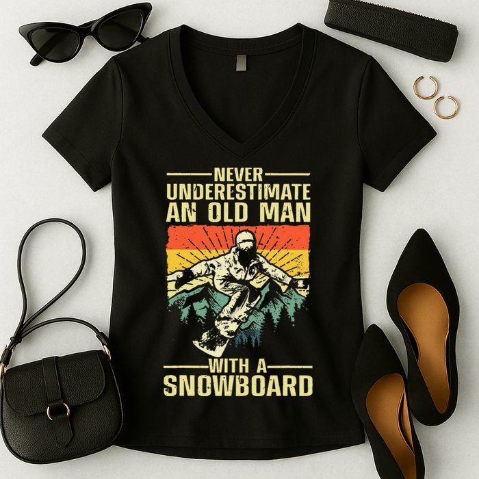 Cool Snowboard Art Skier Snowboarding Snowboarder Women's V-Neck T-Shirt
