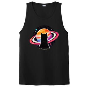 Cat Staring At Planet Saturn Cat Dad Cat Lover PosiCharge Competitor Tank